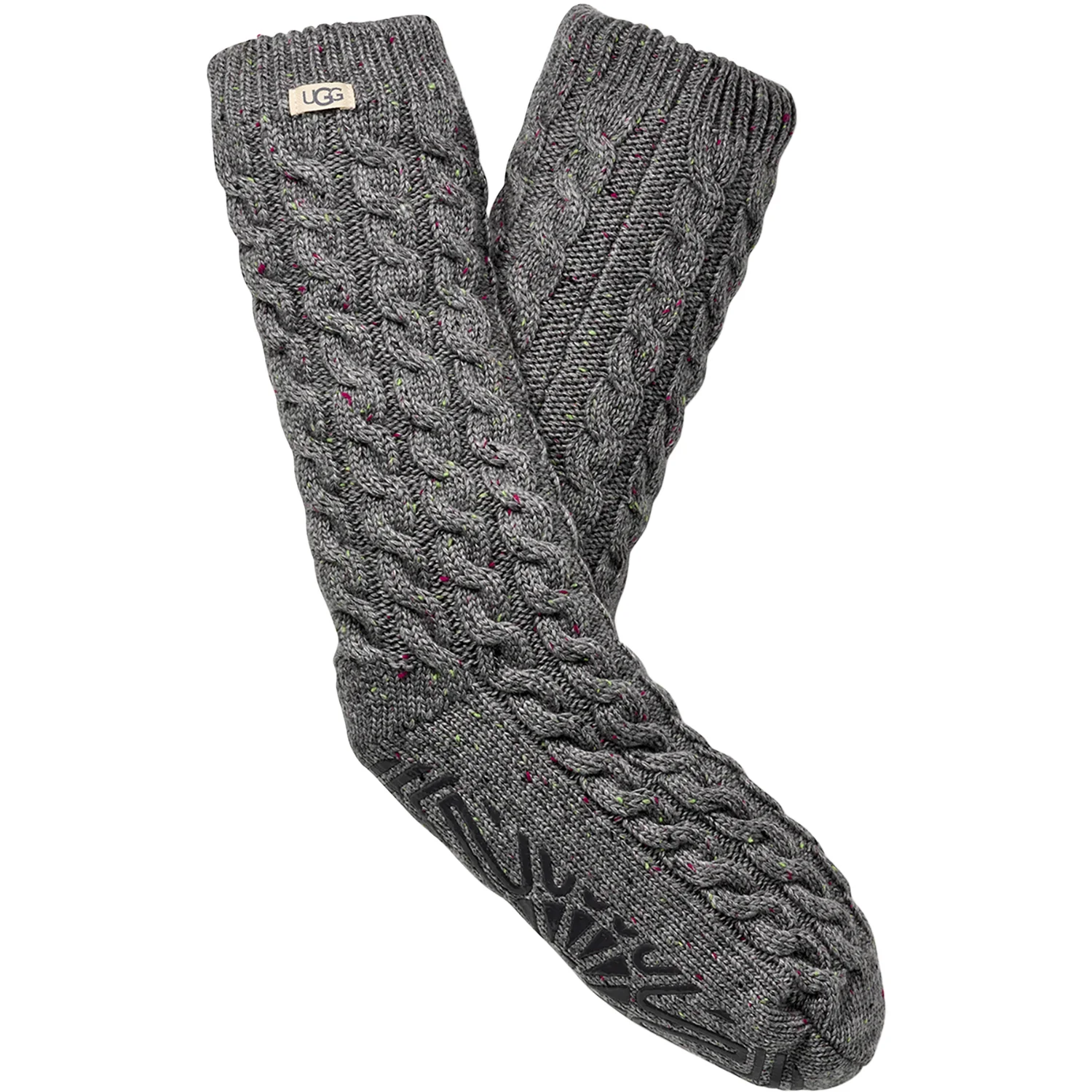 UGG Elowyn Cable Knit Fleece Lined Sock Women's Novelty Socks Charcoal Heather