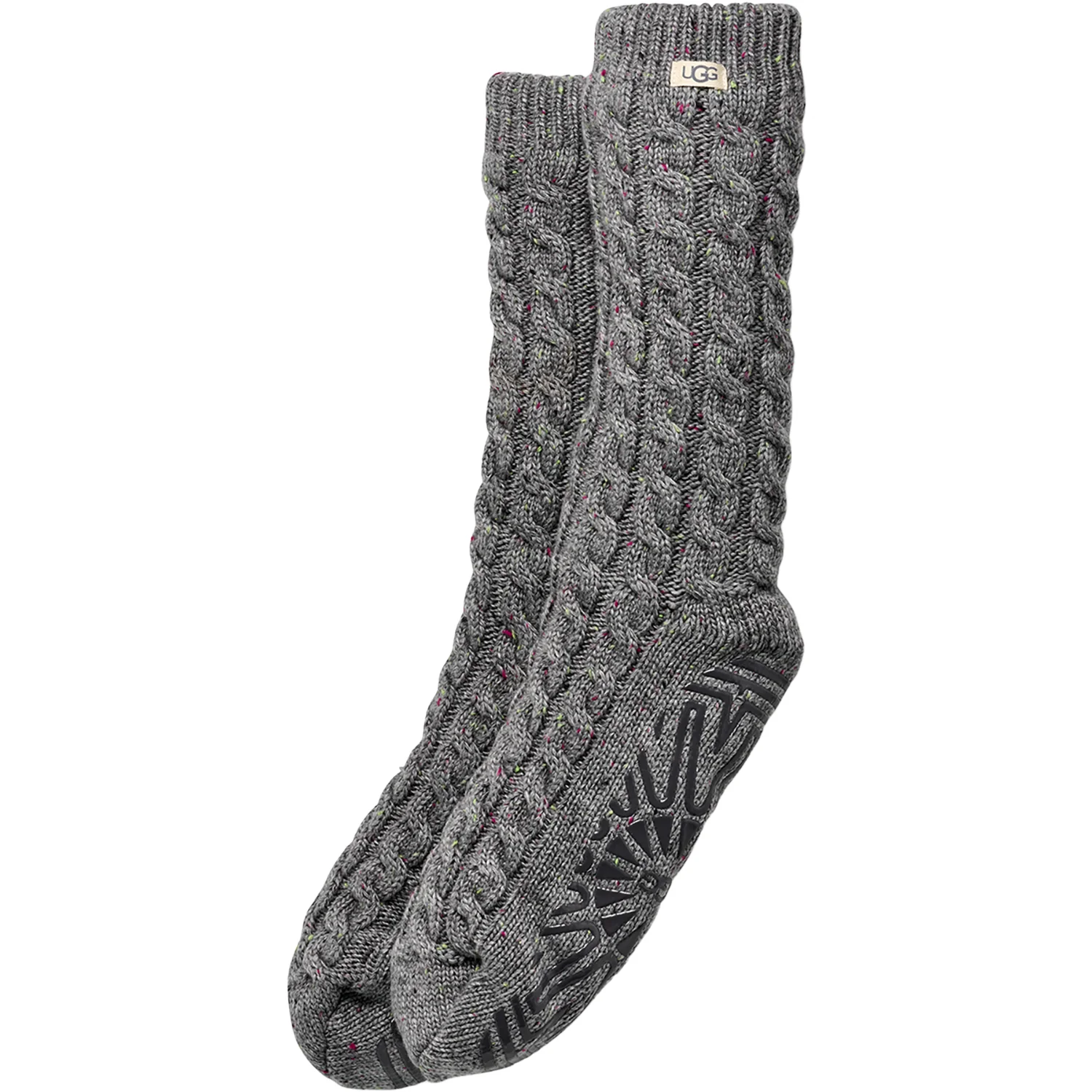 UGG Elowyn Cable Knit Fleece Lined Sock Women's Novelty Socks Charcoal Heather - Image 2