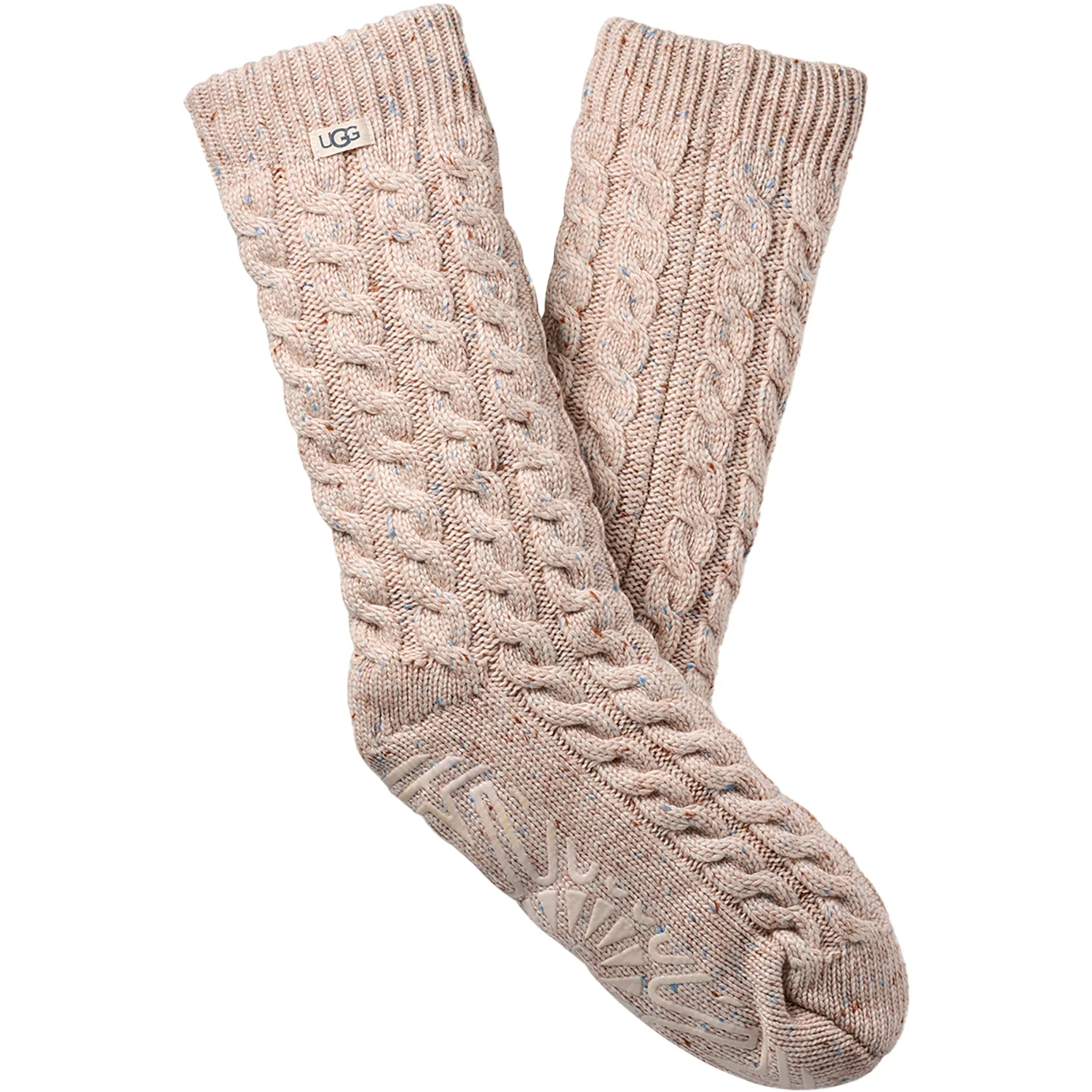 UGG Elowyn Cable Knit Fleece Lined Sock Women's Novelty Socks Creme Confetti