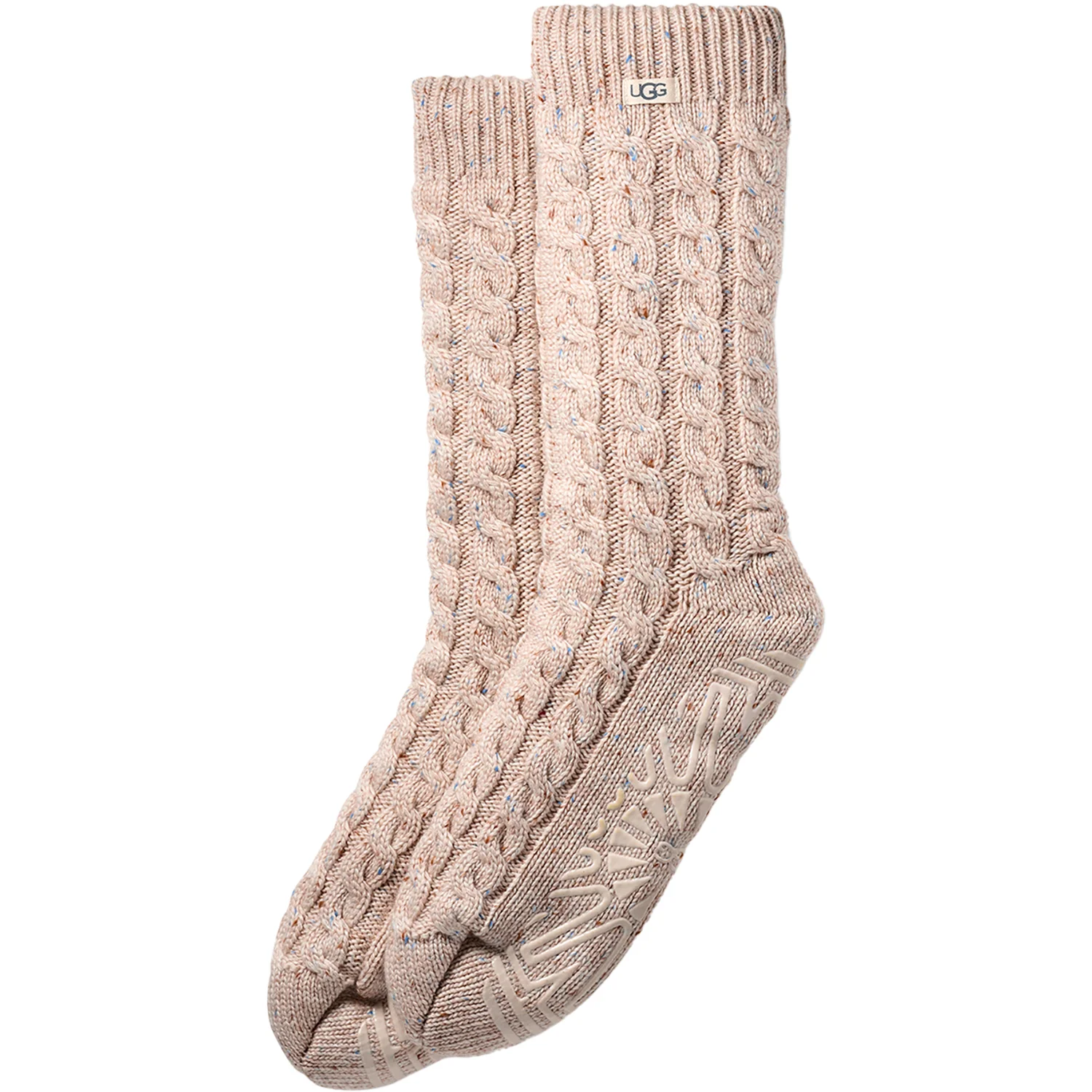 UGG Elowyn Cable Knit Fleece Lined Sock Women's Novelty Socks Creme Confetti - Image 2