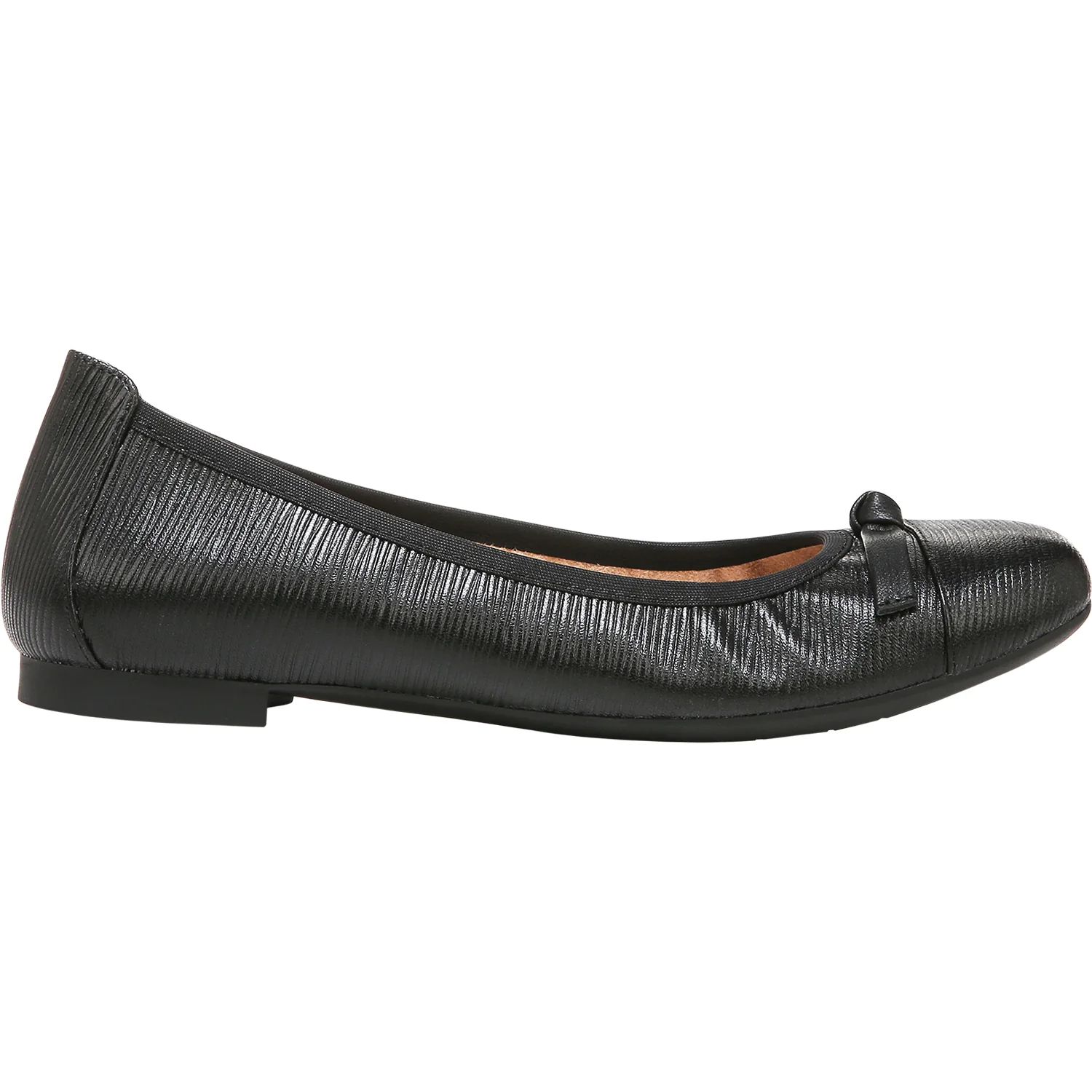Vionic Amorie Women's Slip On Flats Black Wavy Leather