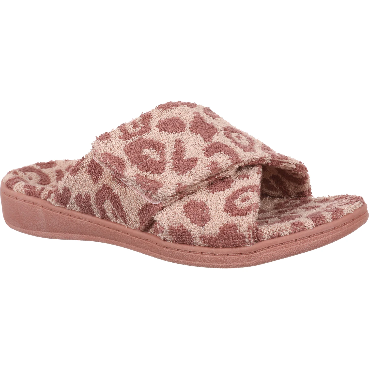 Vionic Relax II Women's Open Back Slippers Pink Multi Leopard Terry