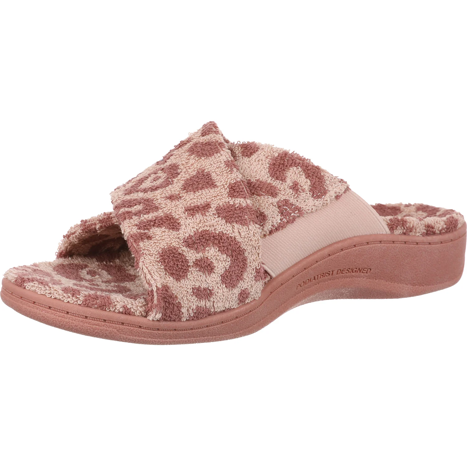 Vionic Relax II Women's Open Back Slippers Pink Multi Leopard Terry - Image 3