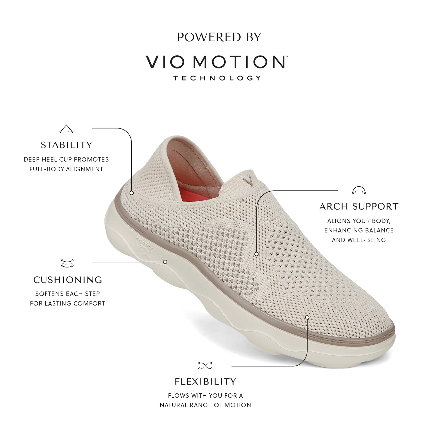Vionic Sage Rx Stretch Knit Women's Athletic Athleisure Shoes Slip Ons Cream - Image 7