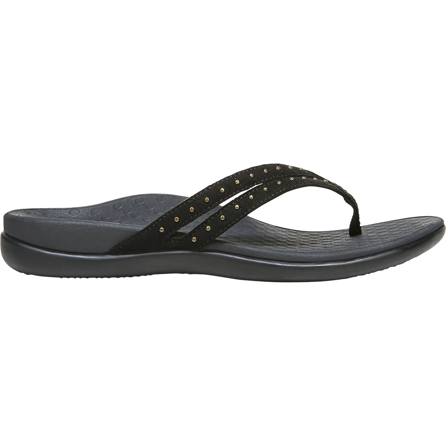 Vionic Tasha Women's Toe Post Sandals Black Microfiber