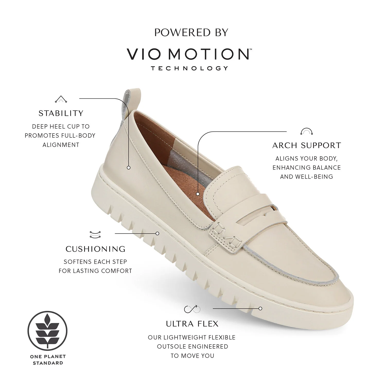 Vionic Uptown Loafer Women's Slip Ons Cream Leather - Image 7