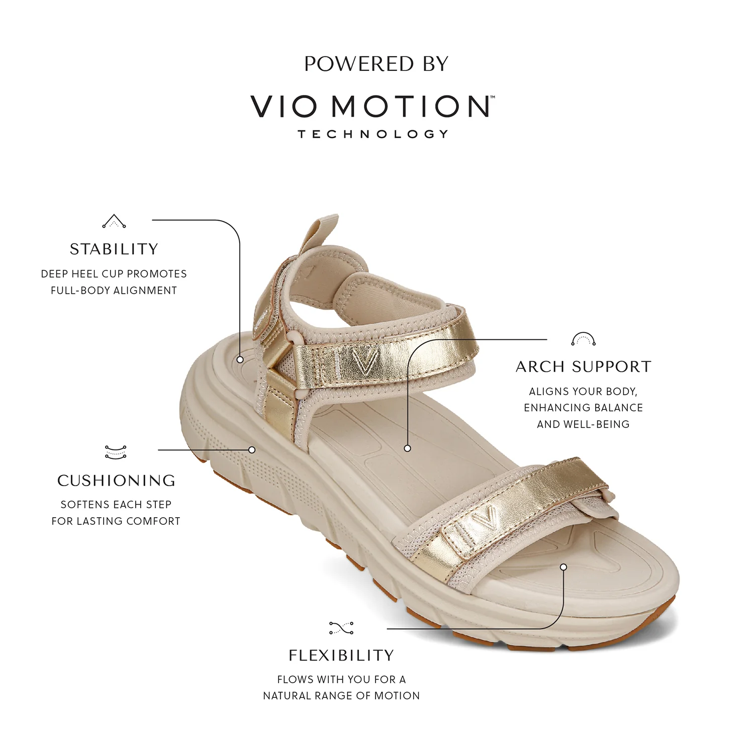 Vionic Walk Max Wanderer Women's Outdoor Sandals Parchment/Gold - Image 8