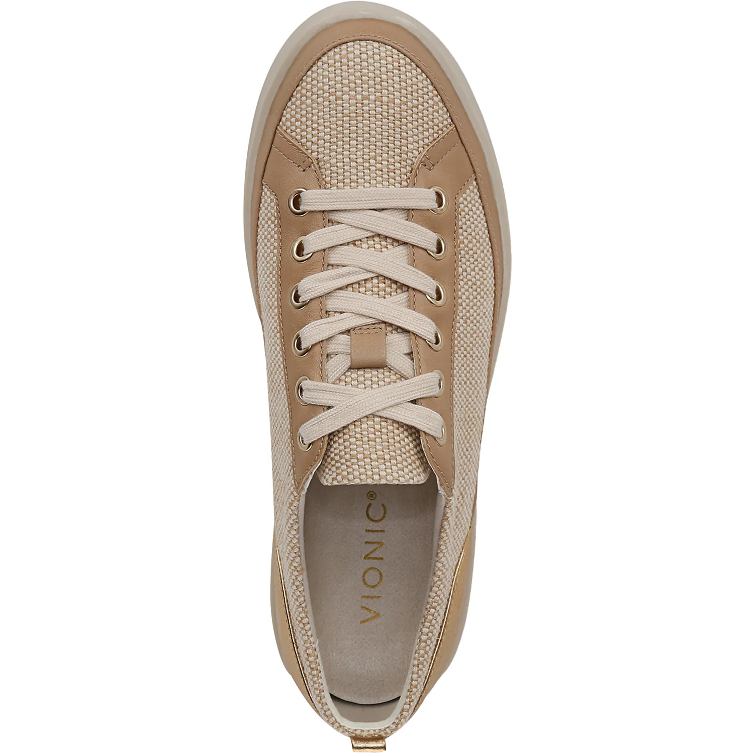 Vionic Winny Women's Sporty Lace Up Shoes Natural/Gold - Image 2