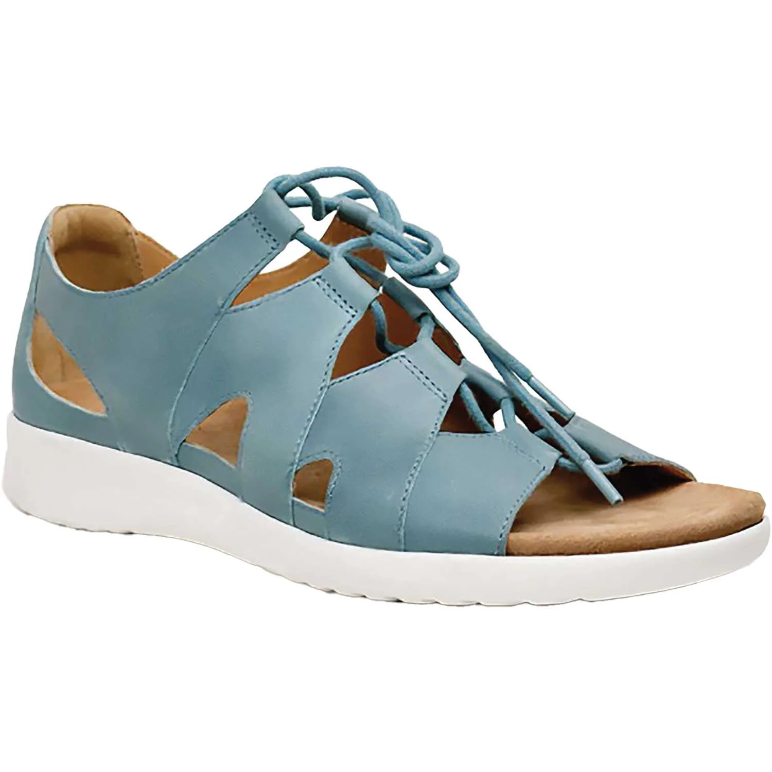 Ziera Barnett Women's Lace Up Shoes Sandals Blue/White Leather - Image 2