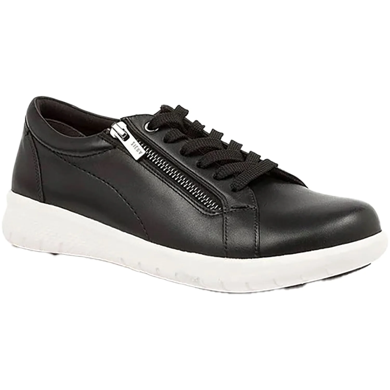 Ziera Solar with White Sole Women's Sneakers Black With White Sole Leather - Image 4
