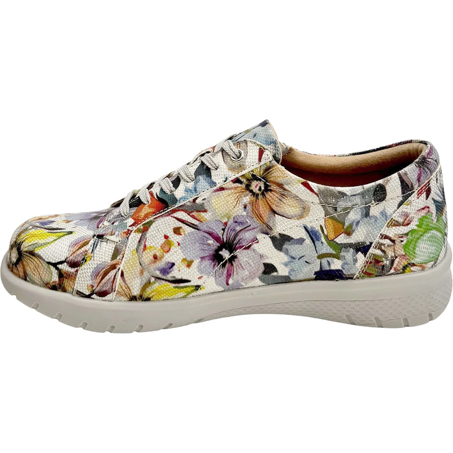 Ziera Solar Women's Sporty Lace Up Shoes Blue and Silver Floral Multi Leather - Image 3