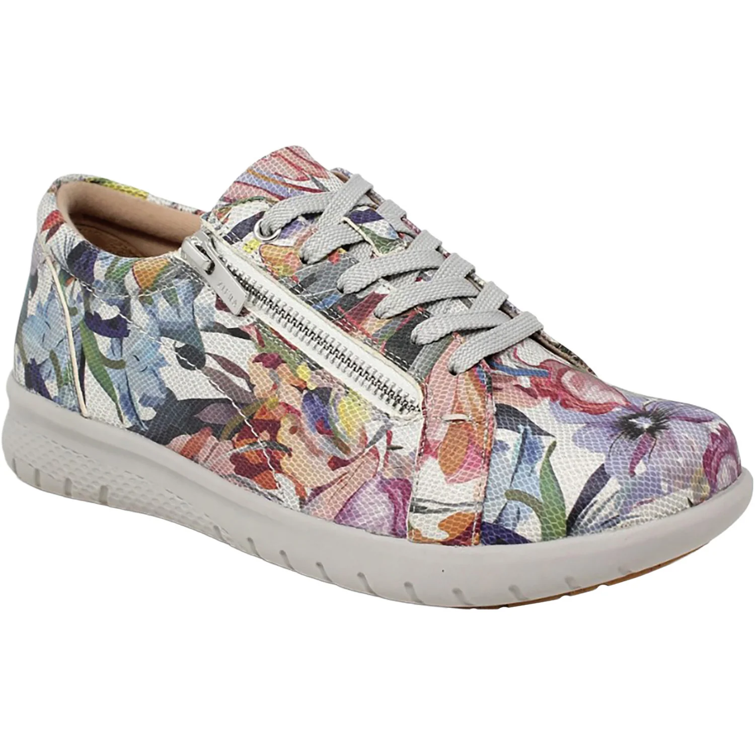 Ziera Solar Women's Sporty Lace Up Shoes Blue and Silver Floral Multi Leather - Image 5