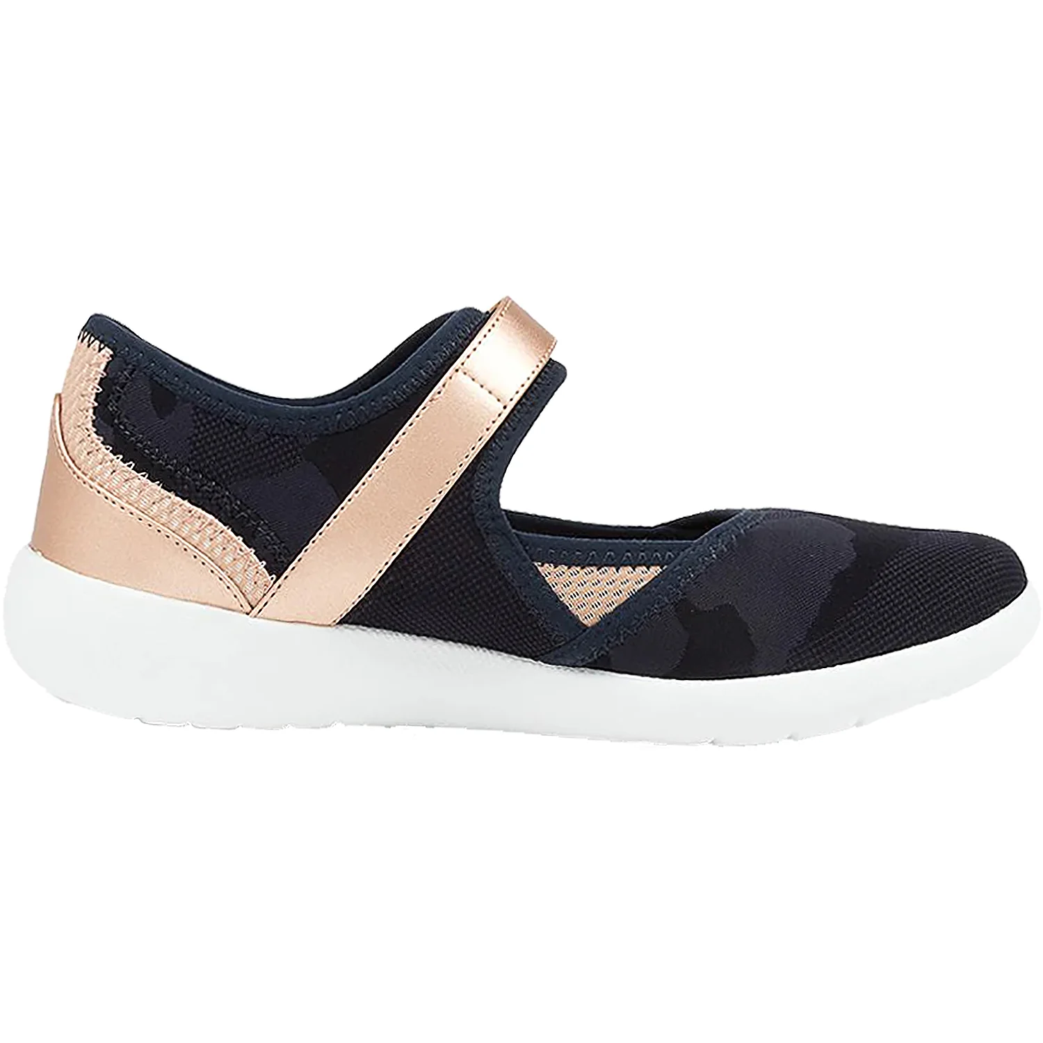 Ziera Ushery Women's Mary Janes Navy/Rose Gold Neoprene