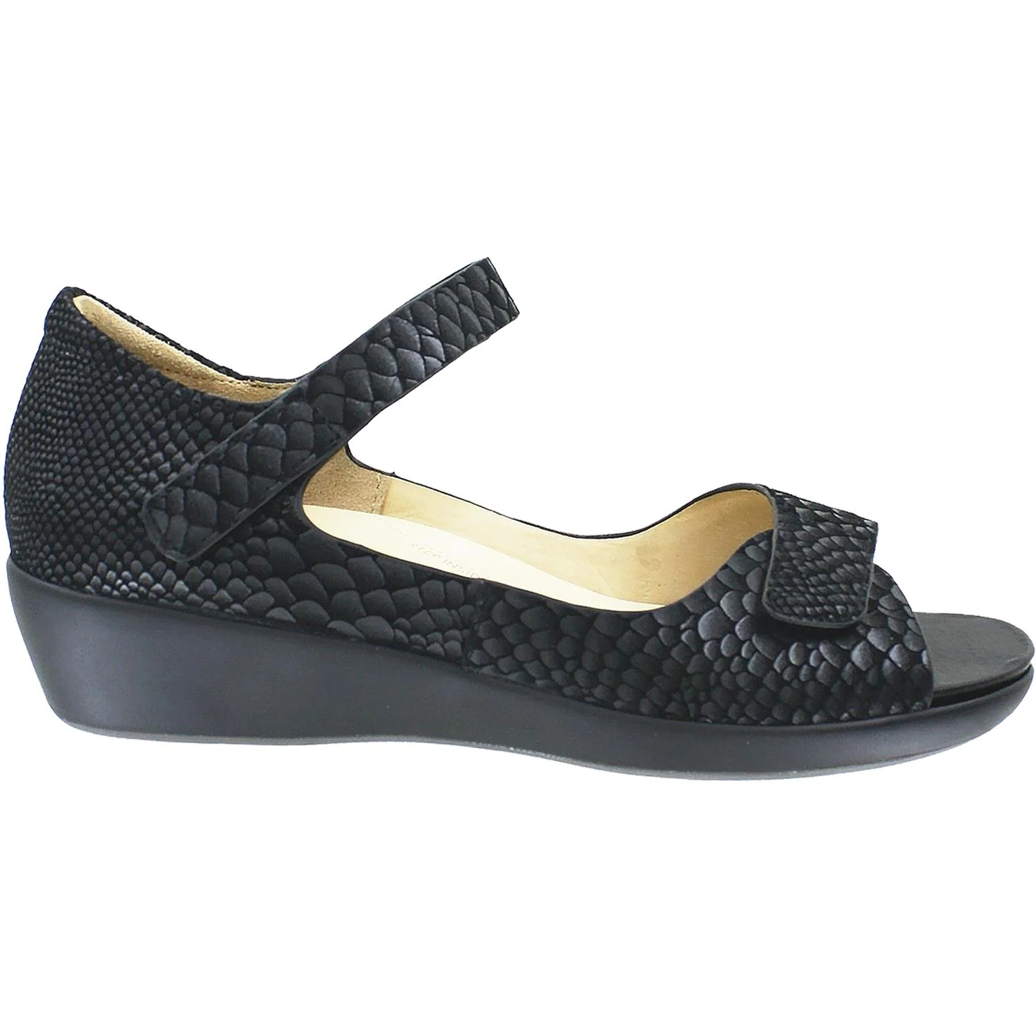 Ziera Genie Women's Sandals Black Exotic Snake Suede