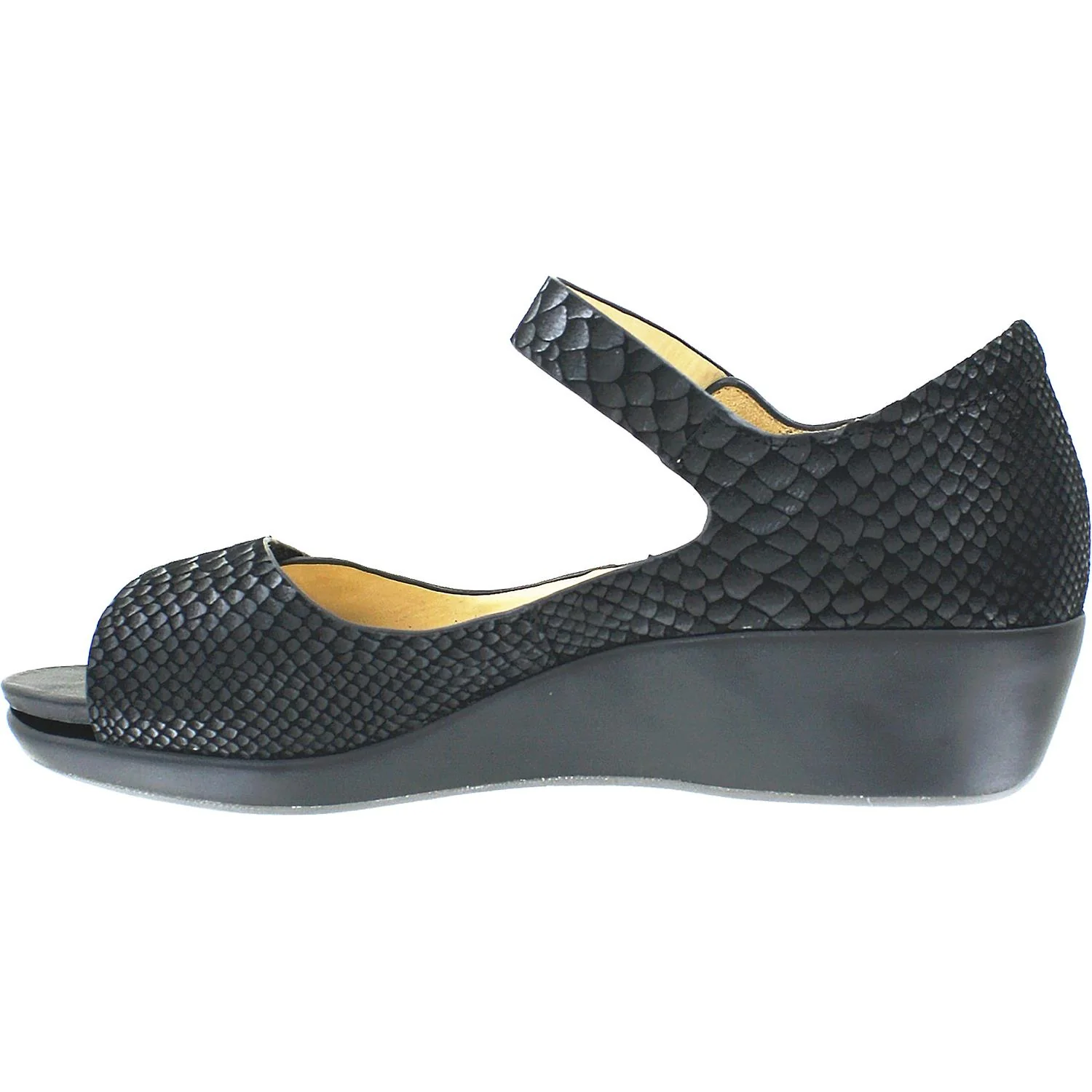 Ziera Genie Women's Sandals Black Exotic Snake Suede - Image 3